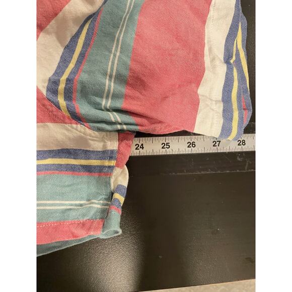 Vintage Womens Handmade Crop Top Medium Striped Button Up Boxy Lagenlook Granola - Picture 3 of 5